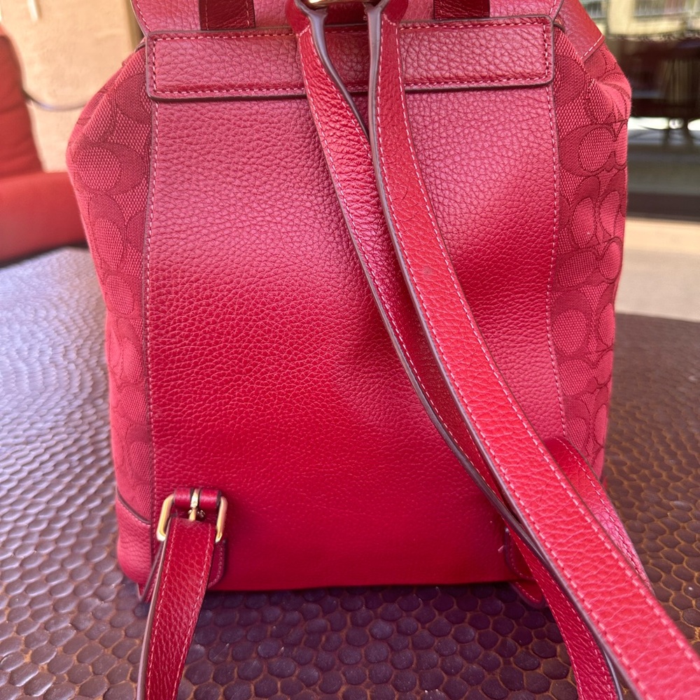 Coach Red Apple Signature Dempsey Patch Drawstring Backpack EXC - Picture 5 of 12